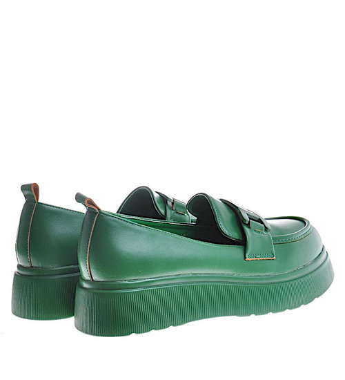 Zielone półbuty oxfordy na platformie 12310 /A10-3 2052-207 T695/