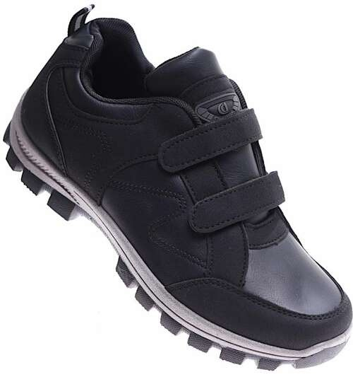 Czarne męskie buty trekkingowe na rzepy /B6-3 16981 T388/