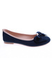 Granatowe zamszowe balerinki z kokardką /E3-2 13443 T191/