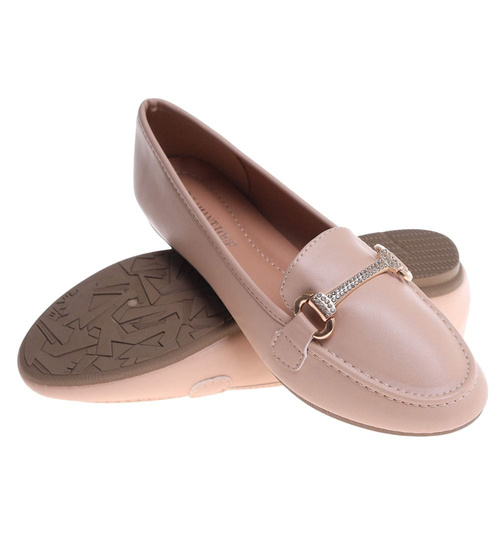 Wsuwane beżowe baleriny lordsy /H2 18480 W7-38/