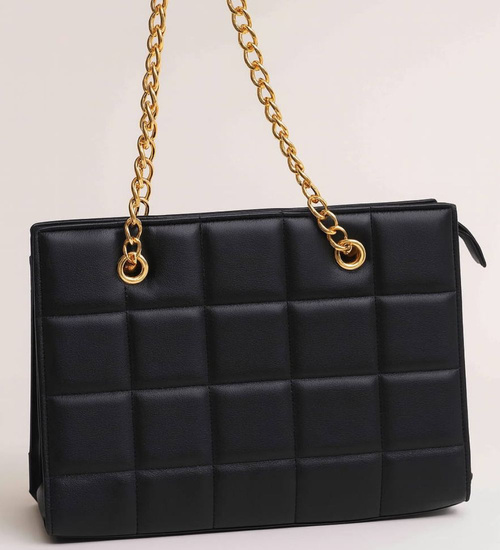 Czarna torebka kuferek z łańcuszkiem i paskiem /H2 K14 TB669 G195/