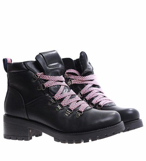  Czarne trapery damskie z ociepleniem /E3-1 +h2 17030 T285/