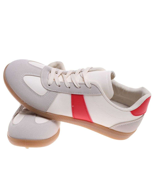 Wiązane snekaersy damskie białe wygodne /A3-3 18715 T177/