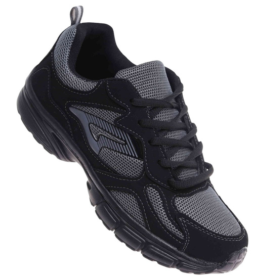 Sznurowane czarne buty sportowe chłopięce /F2-3 18025 T288/