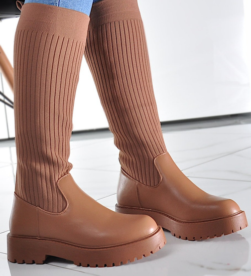 Damskie kozaki z elastyczną cholewką Camel /D4-1 9664 T30/