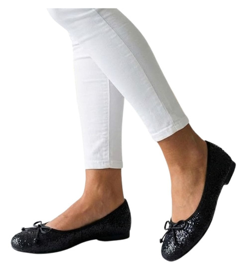 Baleriny damskie czarne klasyczne błyszczące /A1-2 17869 G8-6 +h2/