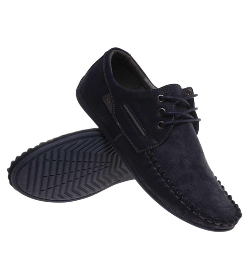 Męskie sznurowane półbuty Granatowe /A5-1 17983 T259/