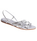 Sandały damskie Srebrne płaskie wsuwane /D2-2 17782 G084/