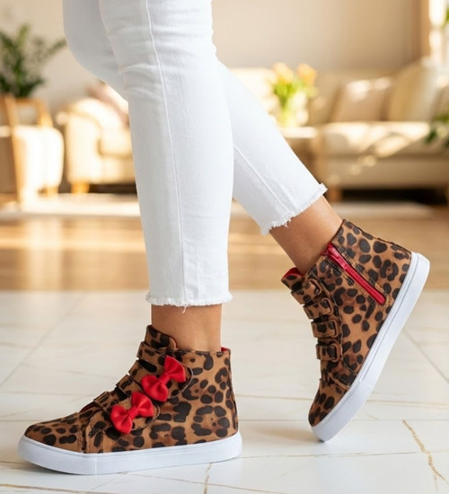 Wysokie trampki dziewczęce w panterkę /B3-3 3871 S281/