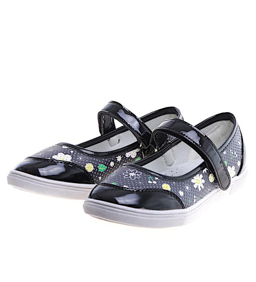 Czarne dziewczęce baleriny z  paseczkiem /A6-2 14942 S089/