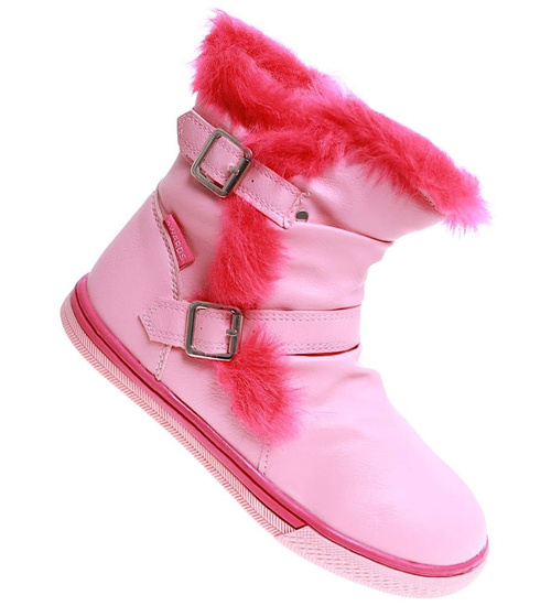 Botki ocieplane różowe dziewczęce kozaki /G8-2 17004 T145/