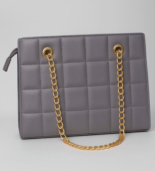 Szara torebka kuferek z łańcuszkiem i paskiem /H2 K1 TB678 G195/