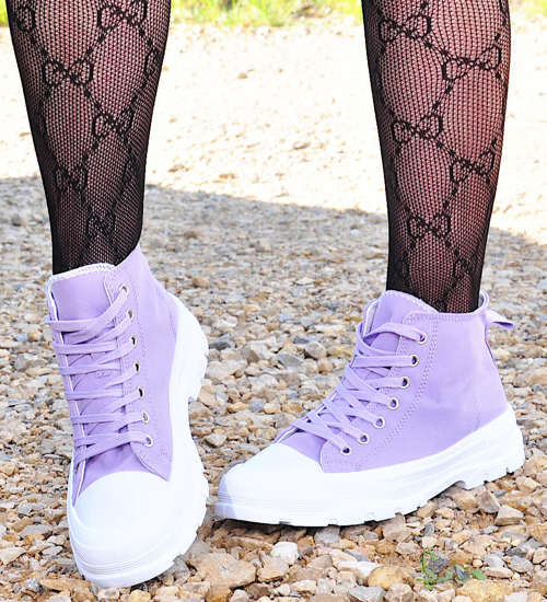 Wysokie trampki na grubym spodzie Liliowe /G12-2 12584 T294/