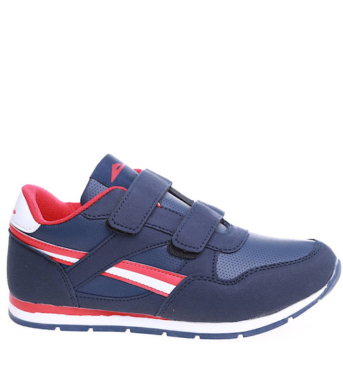 Sportowe granatowo czerwone buty chłopięce na rzepy /G2-1 15930 T481/