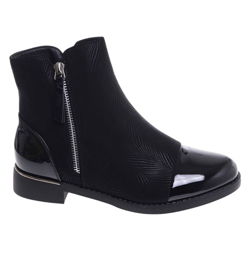 Zimowe czarne botki damskie ocieplane /D2-1 18531  W401/