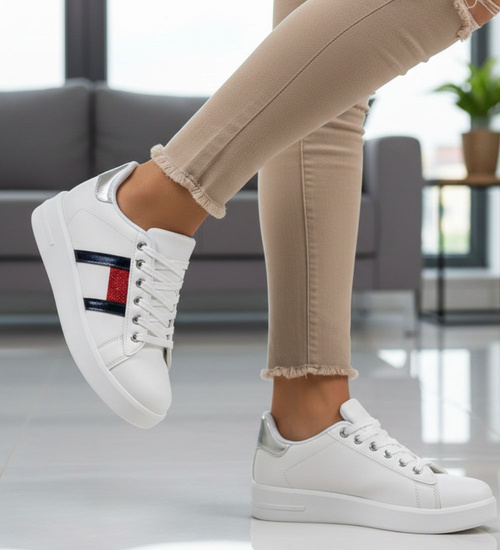 Białe trampki damskie na platformie /E7-2 9367 S490/