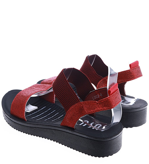 Wsuwane czerwone sandały damskie /B1-2 14077 T143/