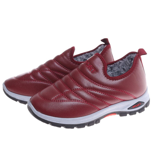 Bordowe buty chłopięce sportowe z ociepleniem /C5-2 18165 T336/