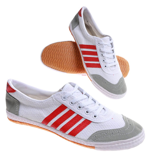 Białe materiałowe trampki halówki chłopięce wiązane /D3-1 17650  T138/