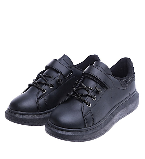 Czarne trampki dziewczęce na platformie /E7-3 14765 T513/