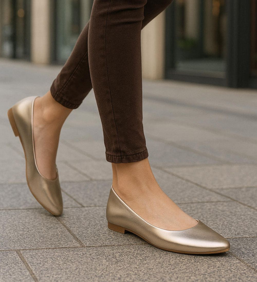 Złote baleriny damskie gładkie /i6-1 18625 W55/