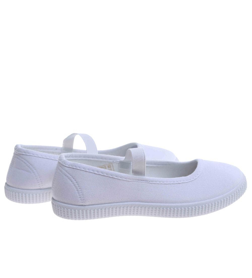 Wsuwane białe dziewczęce tenisówki balerinki czeszki z paseczkiem /C7-2 17481 T125/