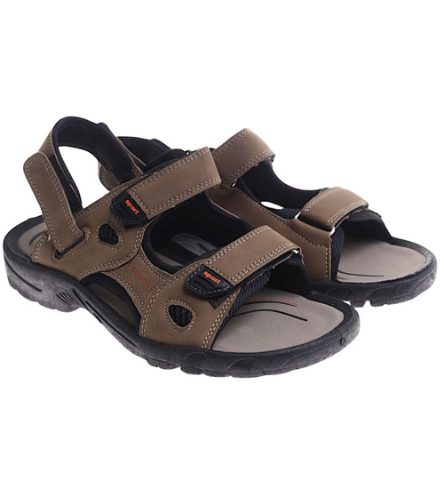 Męskie brązowe sandały klapki na rzepy /E9-2 17638 T284/