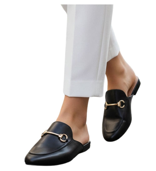 Letnie czarne klapki płaskie /B5-2 14173 T138/