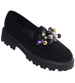 Czarne półbuty loafersy na platformie z kamieniami /A8-2 18483 T203/