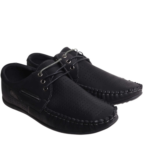 Półbuty męskie czarne sznurowane /E7-1 17874 S396/