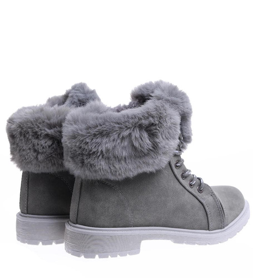 Grubo ocieplane damskie szare trapery /A4-3 15338 S598/