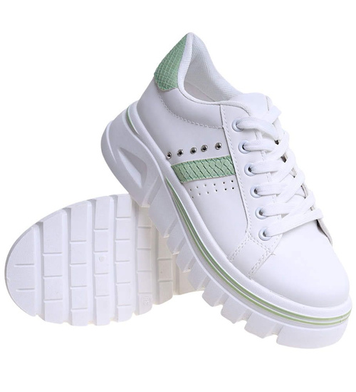 Białe trampki damskie na platformie /C1-3 13685 S247/