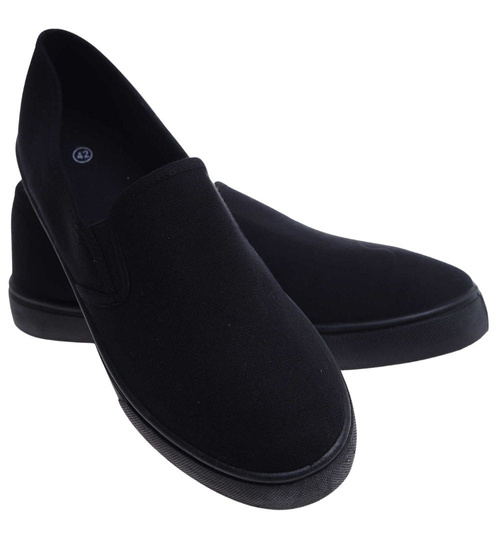 Czarne męskie trampki slip on /A1-2 18148 T285/