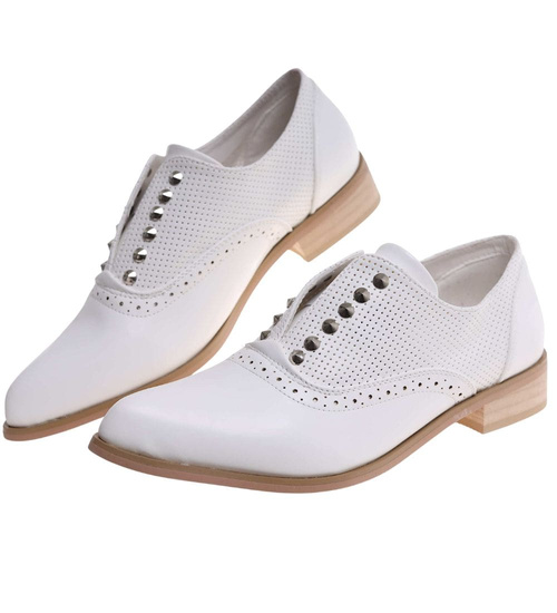 Ażurowe białe półbuty oxfordy /J4-2 13327 T131/