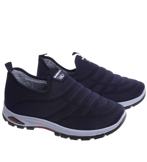Wsuwane sneakersy męskie z ociepleniem Granatowe /D8-3 18250 T386/