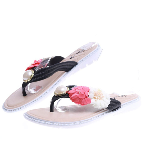 Plażowe czarne klapki japonki /D5-1 14441 T097/