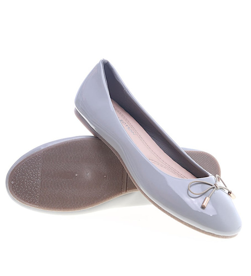 Szare klasyczne balerinki z kokardką /G10-3 13404 T190/