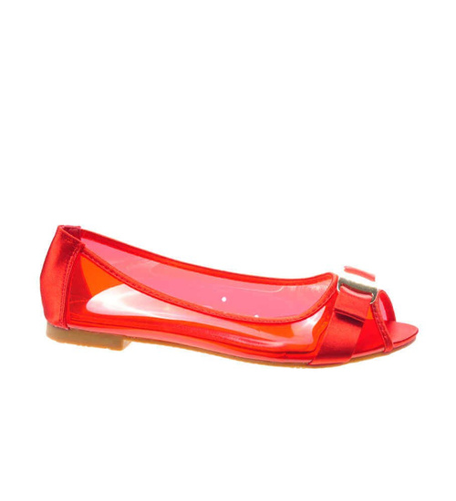 Czerwone transparentne baleriny z otwartym noskiem /A5-3 5109 S7-3/