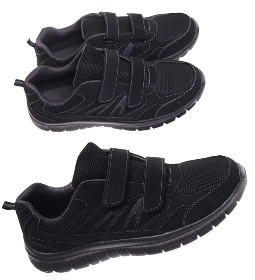 Czarne męskie buty sportowe na rzepy Duże rozmiary /G7-2 18015 T470/