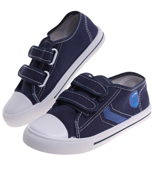 Chłopięce granatowe tenisówki na rzepy /C7-2 18037 T186/