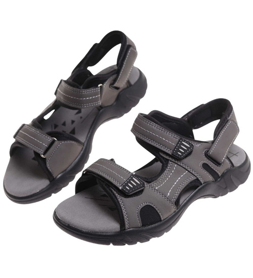 Szare chłopięce sandały na rzepy /F6-3 17920 T459/