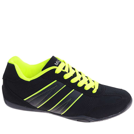 Wiązane damskie czarno zielone buty sportowe /E4-3 h2 15055 S146/