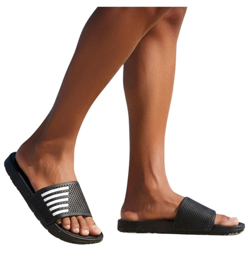 Czarne wodoodporne klapki męskie plażowe /A10-1 18371 T188/