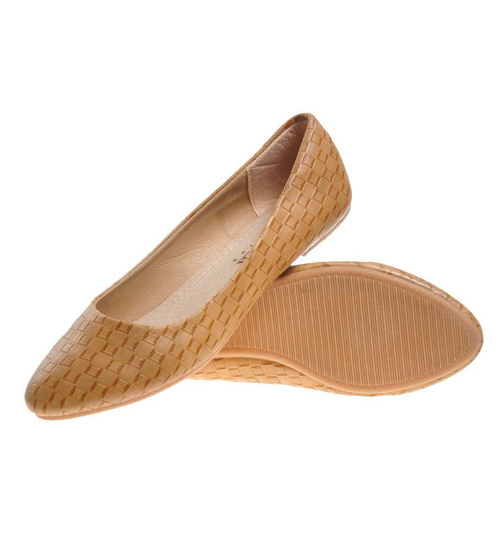 Modne damskie balerinki Yellow /B4-2 4639 S078/
