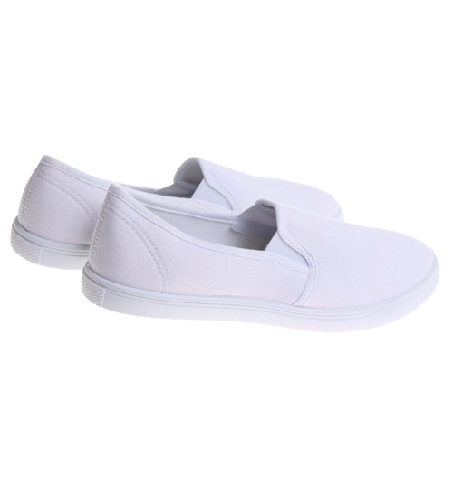 Białe materiałowe tenisówki slip on /C5-2 17772 T280/