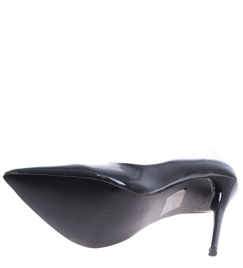 Granatowe czółenka damskie na wysokiej szpilce /G7-2 15865 T155/