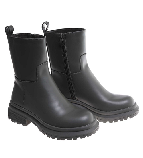 Zielone botki damskie na płaskim obcasie /F8-1 18263 W187 +H2/