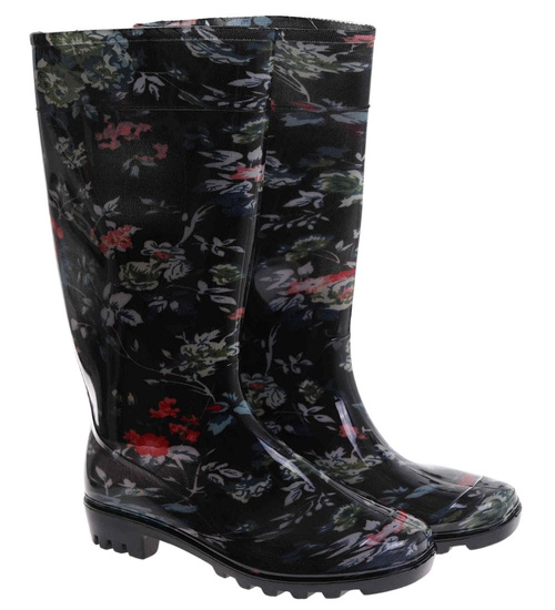 Czarne wysokie kalosze damskie /A3-1 17791 T349/