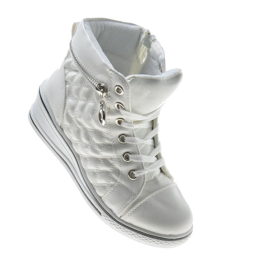 Wygodne dziewczęce buciki z suwakami Białe /E3-2 7592 S193/