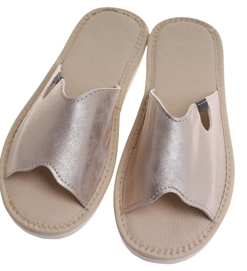 Odkryte kapcie damskie Złote /F4-1 17649 S165/